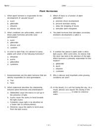 Plant Hormones Grade 10 Free Printable Tests And Worksheets Helpteaching Com