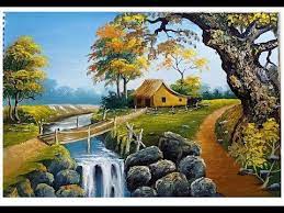 Although there are many easy landscape painting ideas, the best one is definitely the composition wherein a tree features against a beautiful sky. How To Draw River Scenery Nature Scenery Painting Youtube In 2021 Scenery Paintings Oil Pastel Drawings Acrylic Portrait Painting
