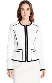 Black And White Suit Jacket Womens Calvin Klein Women S Detail Jacket White Black 4 Calvin Klein Women S Suits Black And White Jacket Calvin Klein Women Women