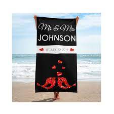 Mr Mrs Custom Wedding Gift Custom Beach Towels Personalized Honeymoon Gift Customized Anniversary Gift Gifts For The Couple By Ontrendshirts On Etsy