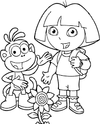 Alongside this very brave and smart girl, you will also find her inseparable friends who are always curious about new. Dora And Friends With Flowers Coloring For Kids Dora The Explorer Cartoon Coloring Pages Cartoon Coloring Pages Coloring For Kids Free Coloring Pages