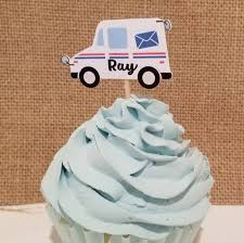 Set Of 12 Cupcake Toppers Postal Worker Post Office Mailman Truck Birthday Or Retirement Party Retirement Parties Cupcake Party Cupcake Toppers