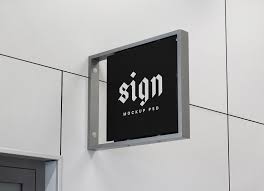 Download Free Indoor Wall Mounted Signage Mockup Psd Sign Mockup Shop Signage Signage