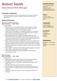 As the finance manager of a company handles all the financial issues of the company he should possess a degree. Risk Manager Resume Samples Qwikresume