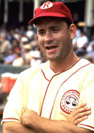 Happy birthday to Tom Hanks!! Who portrayed Rockford Peaches manager, Jimmy  Dugan in A League of Their Own!! "There's no crying in baseball!!" (Photo:  Columbia Pictures)