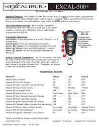 The default setting is 0.8 second door lock pulses. Excal 500 Omegarep Com Manualzz