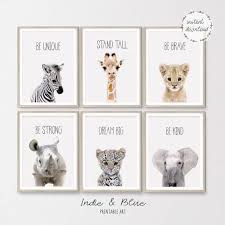 Set Of 6 Safari Nursery Prints Printable Art Safari Animals Etsy Safari Nursery Prints Nursery Prints Safari Nursery