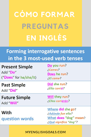 Como Formar Preguntas Con Los Tiempos Verbales Mas Usados Como Aprender Ingles Basico Como Aprender Ingles Rapido Vocabulario En Ingles