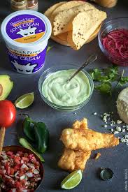 This fish taco sauce is the ultimate topping for fish tacos. Crunchy Fish Tacos With Avocado Lime Sauce Urban Bakes