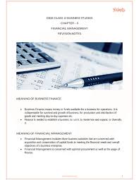 Cbse Class 12 Business Studies Chapter 9 Financial Management Revision Notes