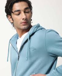 Rare Rabbit Teal Sweatshirt Mens Rare Rabbit Men's Winfred Green Cotton  Graphic Print Regular Fit Full