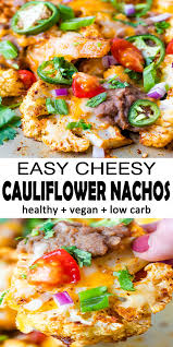 Cheesy Cauliflower Nachos Simplykitch Recipe Vegetarian Recipes Healthy Vegetarian Recipes Dinner Healthy Cauliflower Nachos Recipe