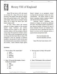 Henry Viii Reading Worksheet Student Handouts Reading Comprehension Worksheets Reading Worksheets Reading Comprehension