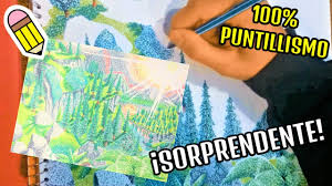 Para introducir a los niños a esta actividad lo ideal sería comenzar con. Puntillismo Tecnica En Paisaje De Bosque Y Rio Dibujo En Camara Rapida Speed Drawing Youtube