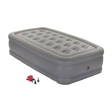 Upgraded bed for home camping and travel. Coleman Guestrest Double High Air Mattress With External Pump Queen Size Gray Target