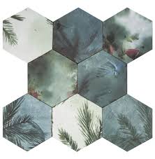 casablanca hex palm mix 5 5x6 3 handmade tiles casablanca smoke mix