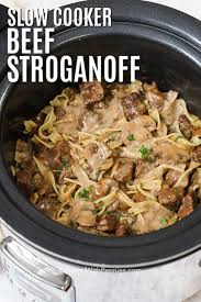 This Crock Pot Beef Stroganoff Recipe Is The Perfect Combination Of Tender Beef And Deli Crockpot Recipes Beef Beef Stroganoff Easy Slow Cooker Beef Stroganoff