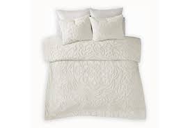 Eastern King California King Comforter 3 Piece Set Chenille Medallion White Living Spaces