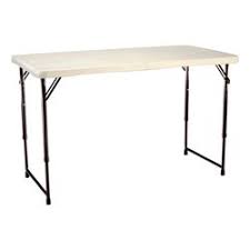 Product Image For Lifetime 4ft Bi Fold Table With Adjustable Legs Camping Table White Granite Folding Table