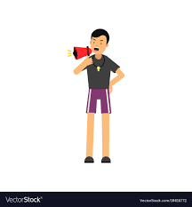 Cartoon trainer character loudly screaming Vector Image