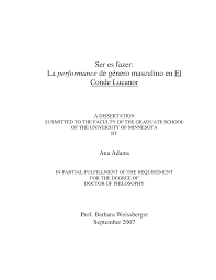 Ser es fazer: La performance de género masculino en El Conde Lucanor
