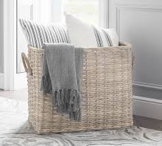 Aubrey Woven Oversized Basket White Pottery Barn Blanket Basket Blanket Storage Living Room Large Storage Baskets