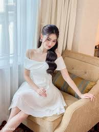 Váy đi tiệc trễ vai tiểu thư Charme thiết kế chiết eo 310003 - Charme Store