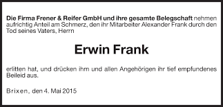 Traueranzeigen von Erwin Frank