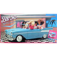 1989 Mattel Barbie 57 Chevy Convertible Nib Rare Available From The Old Stone Mansion On Ruby Lane Barbie Car Barbie 57 Chevy Convertible