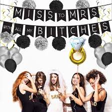 Modern Bachelorette Party Decorations Kit Miss To Mrs Banner 8 Tissue Pom Bachelorette Party Decorations Bridal Bachelorette Party Modern Bachelorette Party