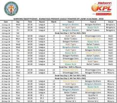 Kpl 2018 Schedule Complete Time Table Match Timings Pdf