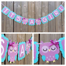 It 39 S A Girl Owl Banner Purple Blue Owl Banner Baby Shower Decoration Gender Reveal Baby Shower Themes Owl Baby Shower Owl Baby Shower Theme