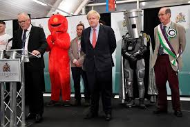 Johnson Takes Centre Stage Along With Elmo Lord Buckethead Reuters