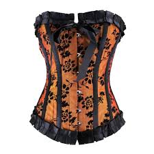 Black And White Floral Corset Cb 148 Burnt Orange Floral Corset With A Black Pleated Trim Fashion Fashion Clothes Women Fashion Clothing Store