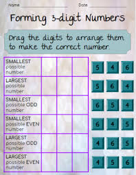 forming 3 digit numbers worksheet