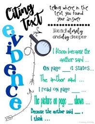 Citing Evidence Anchor Charts Worksheets Teaching