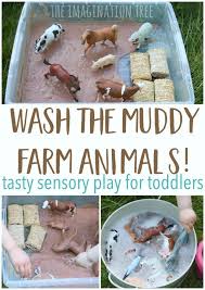 Wash The Muddy Farm Animals Sensory Play The Imagination Tree Baby Sensory Play Sensory Play Toddlers Nursery Activities