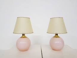This Is A Beautiful Pair Of Table Lights Made Of Pink Hand Blown Murano Glass With A Brass Shade Holder On Top These Table Or Lamp Table Lamp Glass Table Lamp