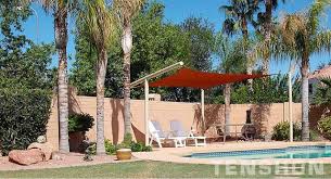 Shade sails are beautiful, structural awnings that look this material is designed especially for shade sail applications, so it will stand up to tension. Poolside Shade Sail Eclectic Swimming Pool Phoenix By Tenshon Llc Houzz