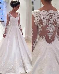 I found satin dresses to be waaay more comfortable than lace, which i found to be very itchy. Shop V Neck A Line Lace Appliqued Satin White Wedding Dress With Long Sleeves From Hocogirl Com