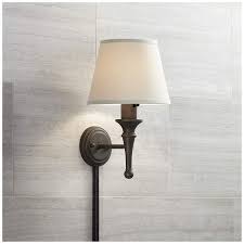 Dimmable led sconces wall lamps swing arm. Braidy Bronze Plug In Wall Sconce With Cord Cover 17t78 Lamps Plus