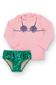 Lets Be Mermaids Rashguard Set Scales Appear When Wet