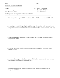 Show your work, including proper units, to earn full credit. Ideal Gas Law Chemistry Worksheet Answers