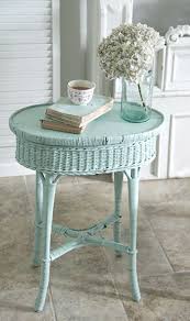 Painted Vintage Wicker Side Table Wicker Side Table Decor Home Decor