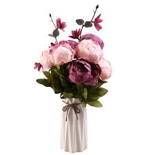 The vibrant colours of the blushing bride flower and billy button flowers will bring life to any dull space. Uworld Artificial Flowers Real Looking Fake Peony For Party Diy Wedding Bouquets Home Centerpieces Purple A Silk Flower Arrangements