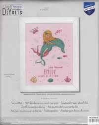 Easy little mermaid cross stitch. Vervaco Little Mermaid Dolphin Birth Record Counted Cross Stitch Kit Pn 0172819