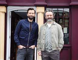 David Tennant And Michael Sheen In Front Of The Good Omens Escape Room Experience In London David Tennant Michael Sheen British Actors