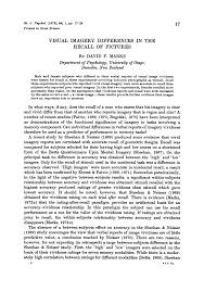 Pdf Visual Imagery Differences In The Recall Of Pictures