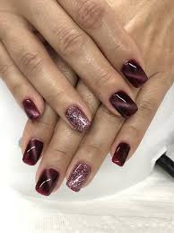 Burgundy Magnetic Fall Glitter Gel Nails Glitter Gel Nails Fall Gel Nails Gel Nail Designs