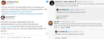 Maybe you would like to learn more about one of these? User Post Fans Are Saying Yg Entertainment Is Sabotaging Bobby S Album Once Again Allkpop